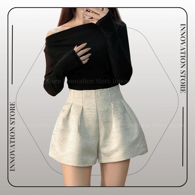 Quần Short Tafta Xòe Phồng 2 Lớp BIG SIZE Cạp Siêu Cao, Short Nữ Ngắn Vải Tafta xước Giãn Chuẩn Form TA-885 Voan Women Đen Voi