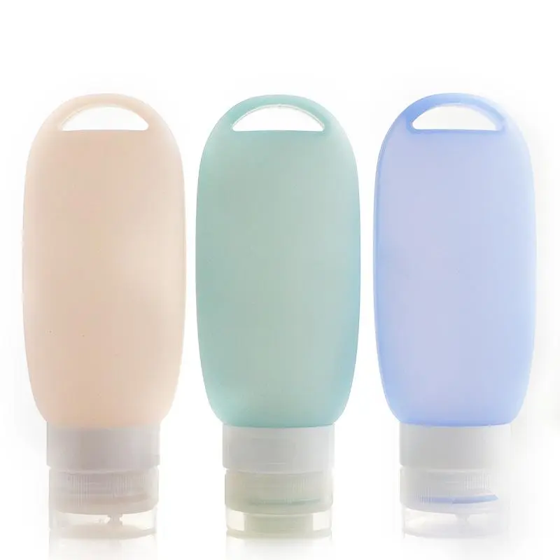 Silicone Travel Bottle Set, 4 Counts/set Leak-proof Squeeze Bottles for Shampoo, Lotion & Liquids, Refillable Containers with Carabiner Clips for Easy Carry, Tin