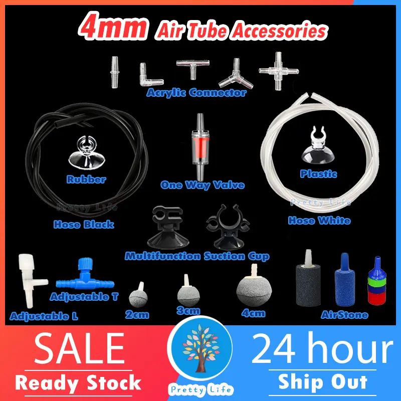 4 mm Air Stone Air Tube Air Flow Control Oxygen Hose Bubble Stone Air Tubing Conner Ikan Tangki Pump