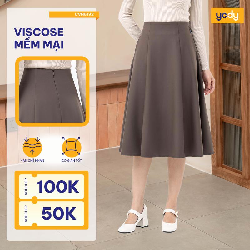   SALE 30%  YODY Chân Váy Nữ 6 Mảnh Túi Sườn Cạp Cao Thanh Lịch CVN6192 