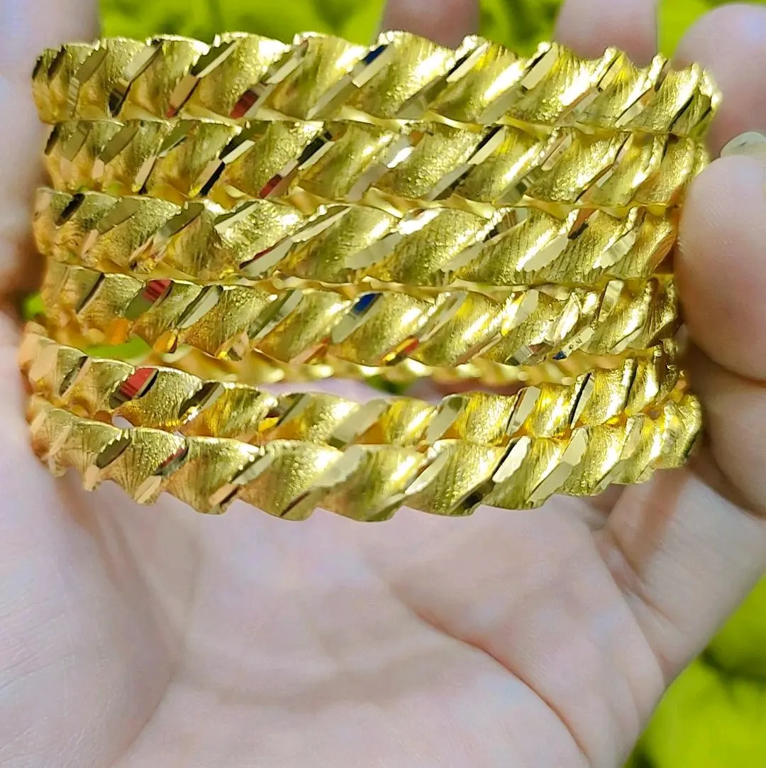gelang kroncong ulir mewah desi cantik set 6 mewah waniita motip ulir Emas Gold