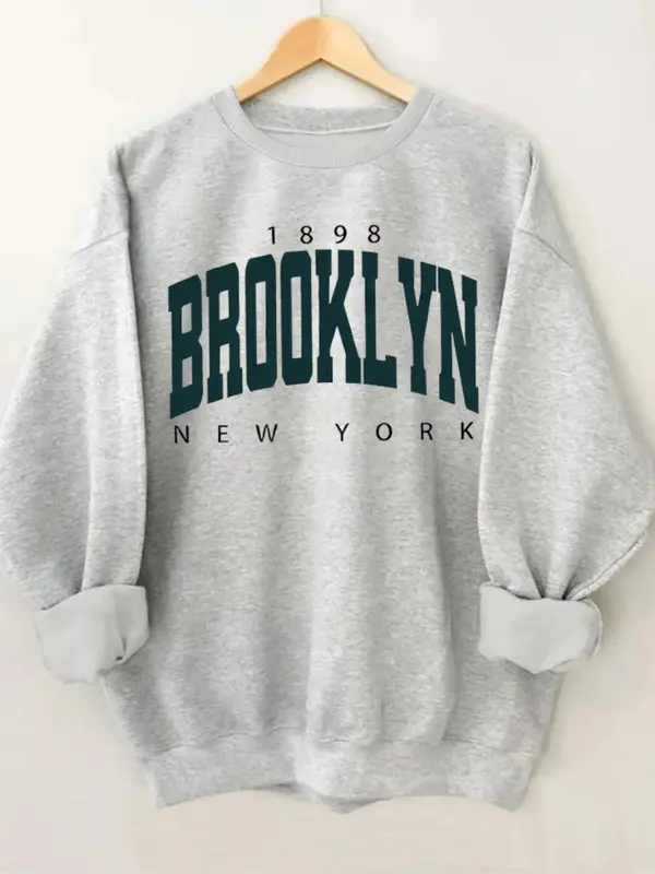 Women's Letter Print Round Neck Sweatshirt, Casual Long Sleeve Crew Neck Pullover for Fall & Winter,  Sweatshirts for Women,  Fashion Women's Clothes for Daily Wear 0