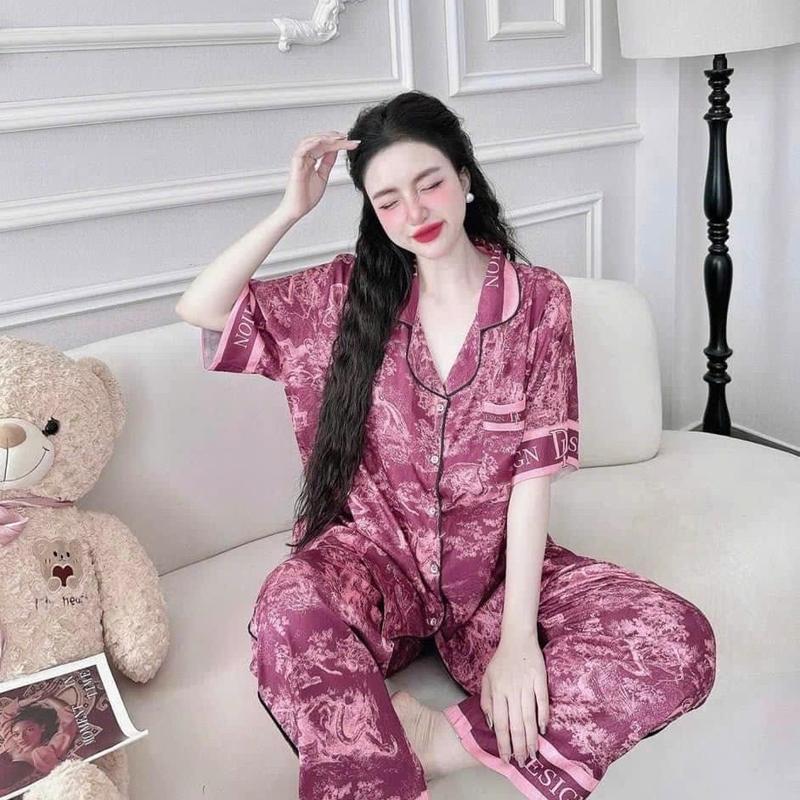 Size(70kg-100kg) Bộ pijama lụa xước in 5D hoa tiết Rừng  Có tay ngắn va tay dai 2