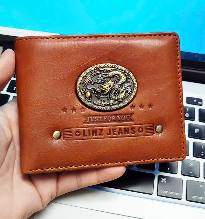Ví Nam Da Bò Sáp Ý cao cấp mac Rồng tài lộc và may mắn 2024 - VN029 Hình Chữ Nhật Wallet 2
