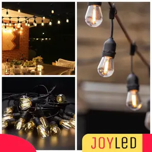 PAKET Lampu Gantung 10 METER 10 FITING + 10 BOHLAM FILAMEN 2 WATT Kuning