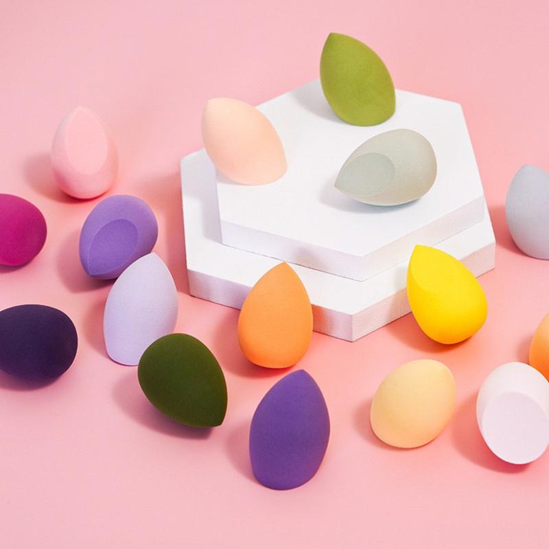 Hộp 4 mút trang điểm tông màu Pastel hình giọt nước xinh xắn mút tán kem nền make up chuyên ngiệp Besgi Beauty Cosmetic 4