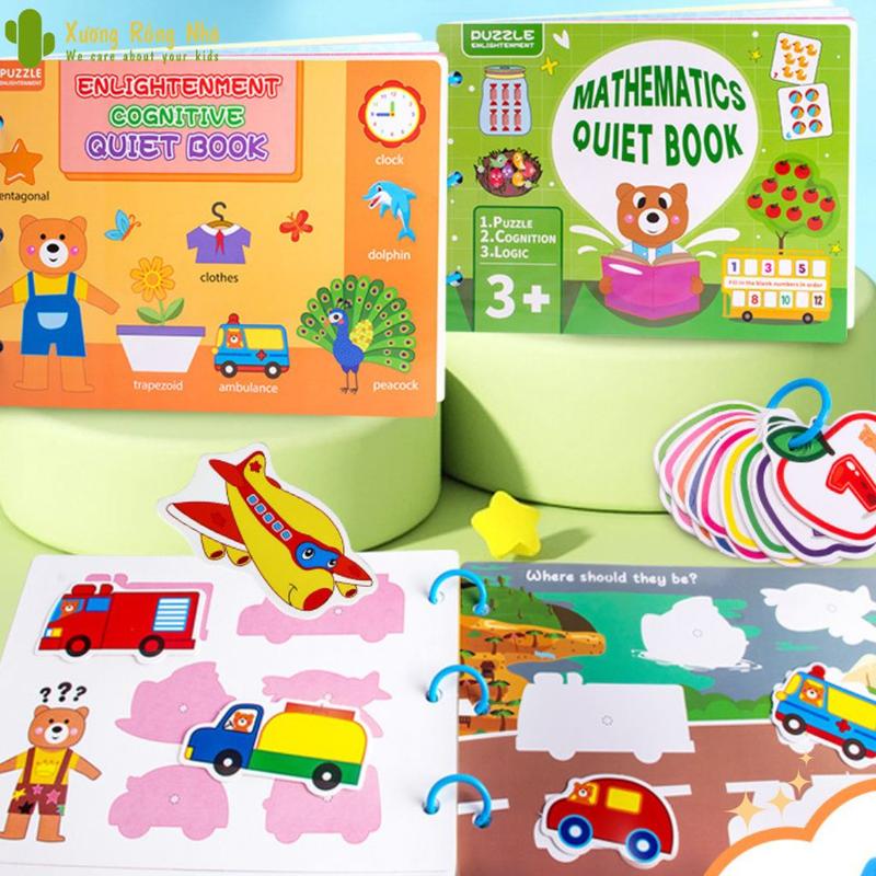 Combo 2 quyển Học Liệu Bóc Dán Montessori 17 Chủ Đề và Học liệu Bóc Dán toán học cho bé 2-6 tuổi Xương rồng nhỏ