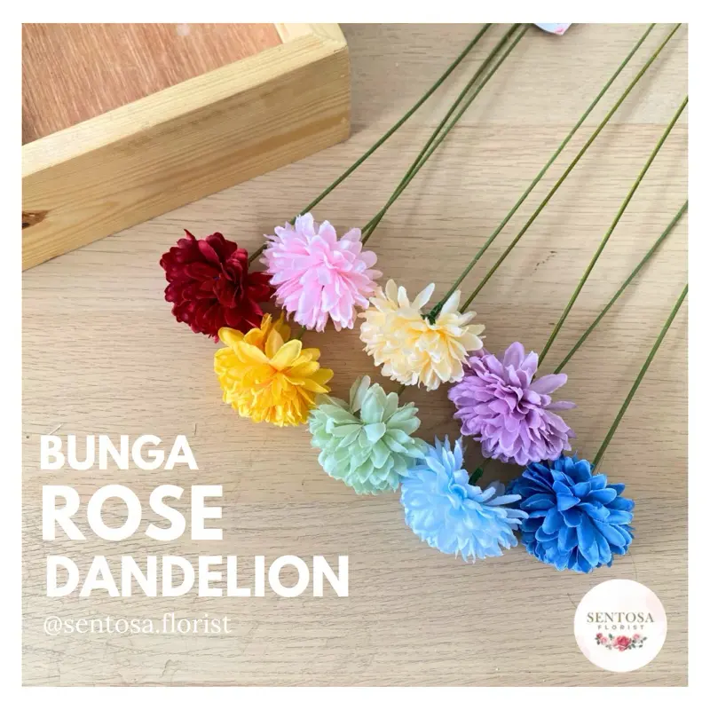 BUNGA ROSE DANDELION 1 TANGKAI/BUNGA DANDELION PALSU/BUNGA ROSE DANDELION SINGLE PREMIUM ARTIFICIAL DEKORASI 0