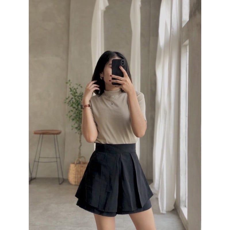 BrnjayaStore Inner Turtleneck Lengan Pendek Wanita Kerah Tinggi Kekinian Viral Terbaru 2