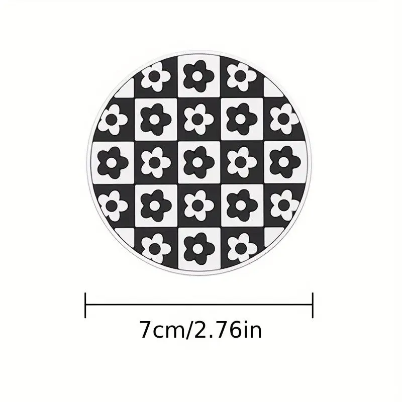 Round Flower Pattern Car Coasters, Non-slip Car Cup Holder Pad, Car Interior Accessories for Gift 1