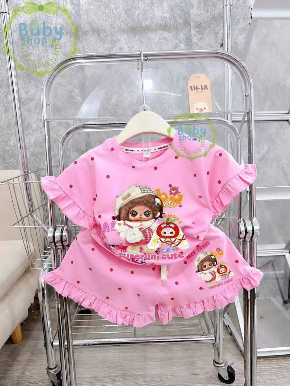BỘ QUẦN ÁO BÈO CHẤM BI BABY THREE MÙA HÈ BÉ GÁI. SIZE TỪ 9-43KG CÓ 5 MÀU CHO CÁc mẹ lựa chọn