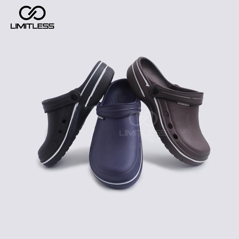 Limitless - Sandal Baim Pria Lab Terbaru Sendal Cowok Kodok Slipon Tali Belakang Tidak Pengap Bahan Berkualitas Ringan - Size 40-44 Karet 4