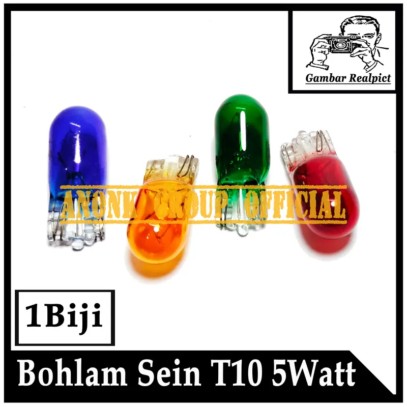 Lampu Bohlam Sein Senja T10 warna 12 Volt / Bohlam Sen Senja Spidometer 12V 5 Watt / Bohlam Colok Tancep T10 Biru 12 Volt 5 Watt 3