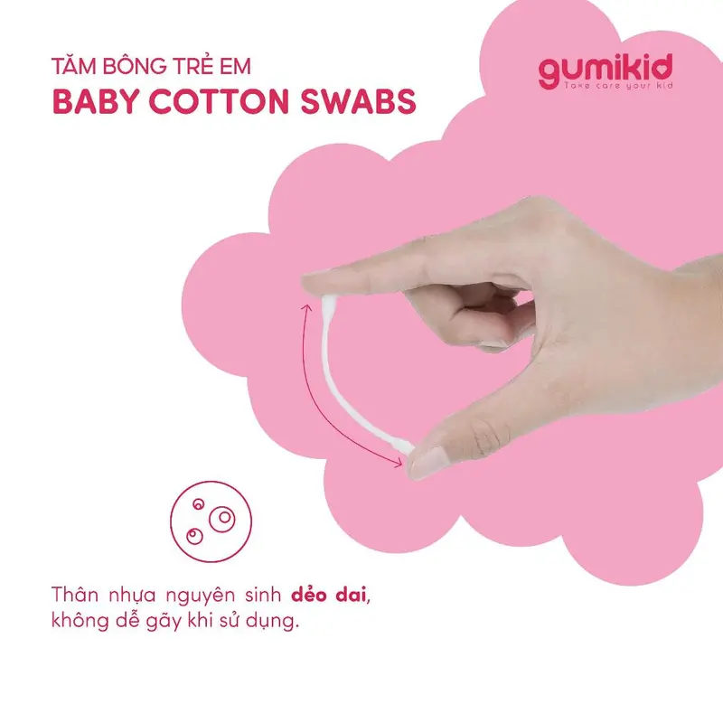 Tăm bông cho bé sơ sinh trẻ em bông tự nhiên Gumi 180 PCS 2