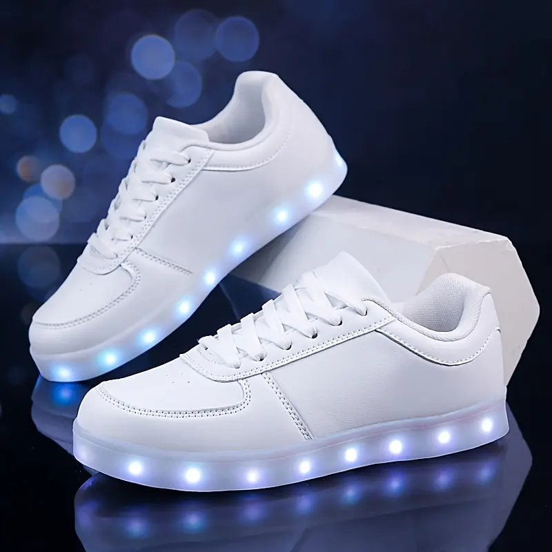 [Rechargeable LED Light Shoes] USB Rechargeable 450mAh LED Light-Up Skateboarding Shoes - Breathable Fabric Inner, Durable TPR Sole, All-Season Casual Sports Footwear 1
