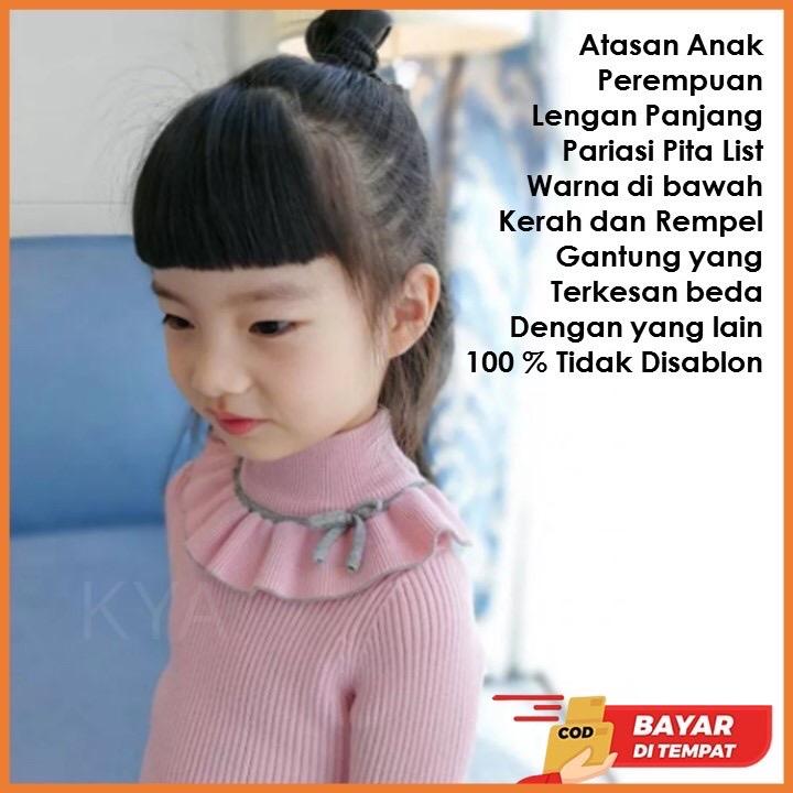 Baju Atasan Anak Cewe Cewek Perempuan Lengan Panjang Pariasi Pita Usia 1 - 6 Tahun Model Korea Style Terbaru Kekinian 0