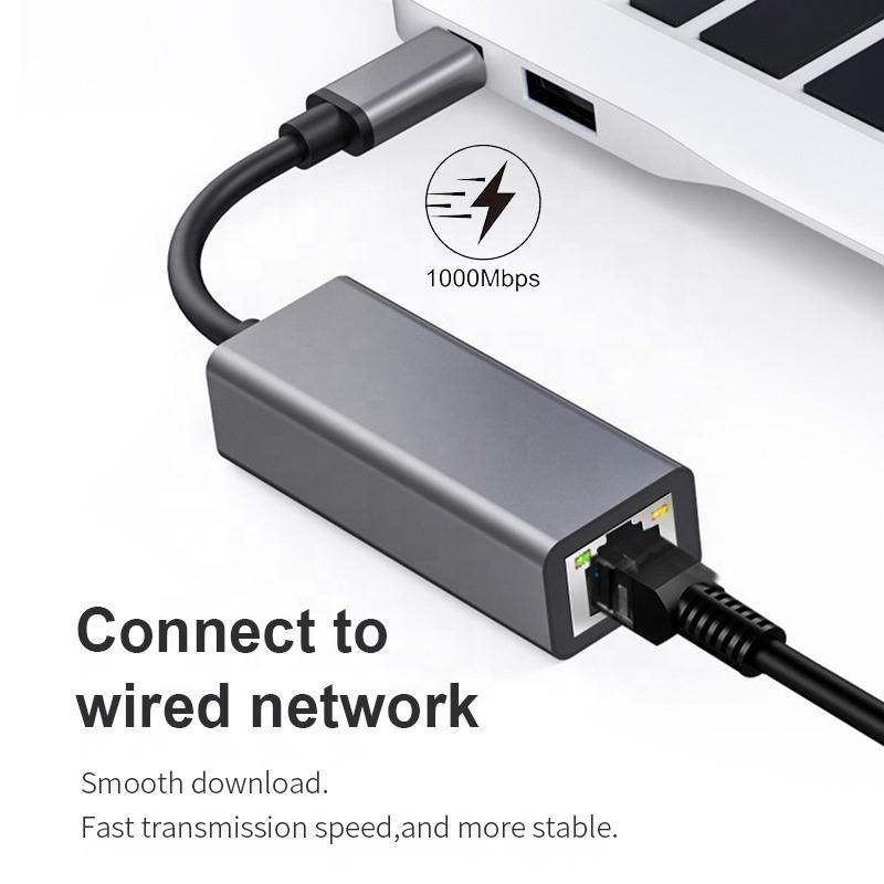 USB-C Ethernet Adapter 1000/100Mbps Fast Gigabit Network Adapter USB ...