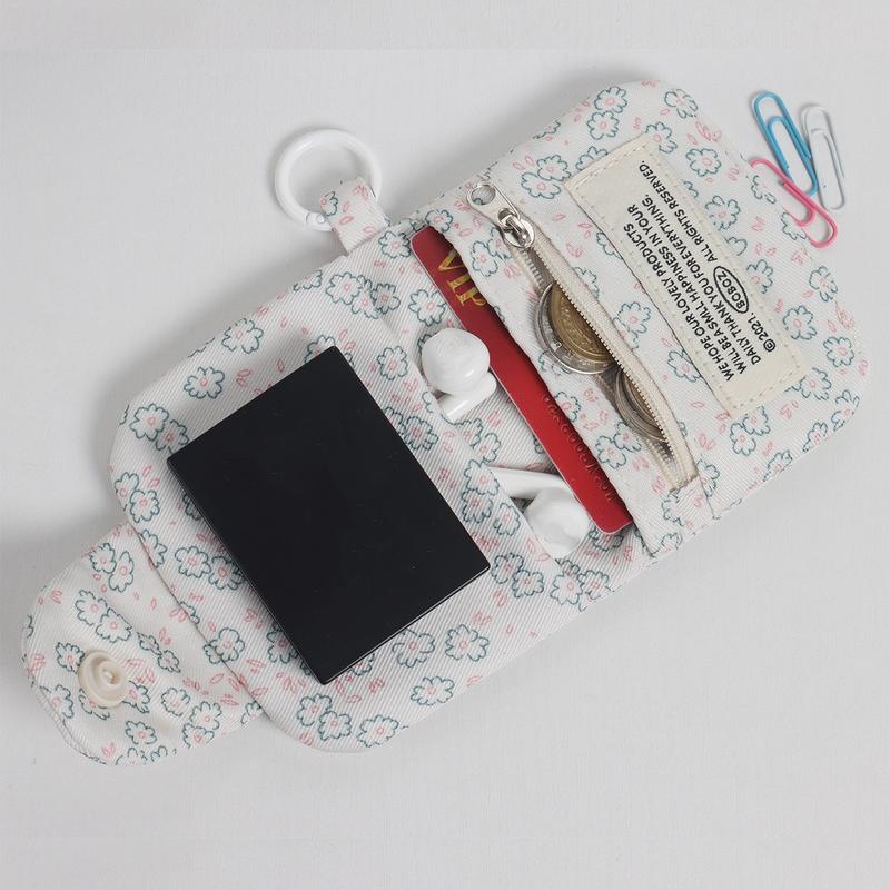 1pc Cute Student Card Simplicity Floral Korean Fashion Wallet Card Holder for Girls PortableSmall Storage Bag 0