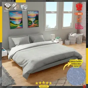 Sprei Set adem/ lembut/anti luntur/ Kain Katun motif Polos Embos 90x200-200x200 Dengan Benang Berkualitas