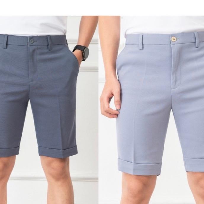 Combo 2 Quần short Tây Âu ,quần đùi ,quần sóc ,quần karo Nam Menswear Pants - Vải mềm mịn, Co dãn, Có túi, Giá rẻ xl to & cao 【khaki+gray  thường