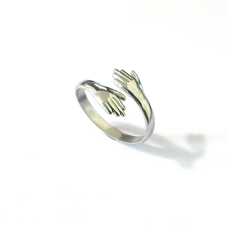 SummerSale| Chic Stainless Steel Embrace Ring - Adjustable Open Design for Couples, Perfect for Daily Wear & Special Occasions 3