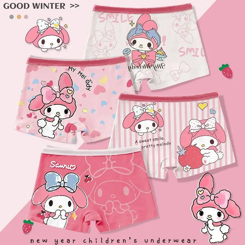 Seluar Dalam, Set 4pcs, Bukan Kapas, Untuk Gadis dan Kanak-kanak, Rekaan Melodi, Termasuk Seluar Dalam Boxer dan Seluar Dalam
