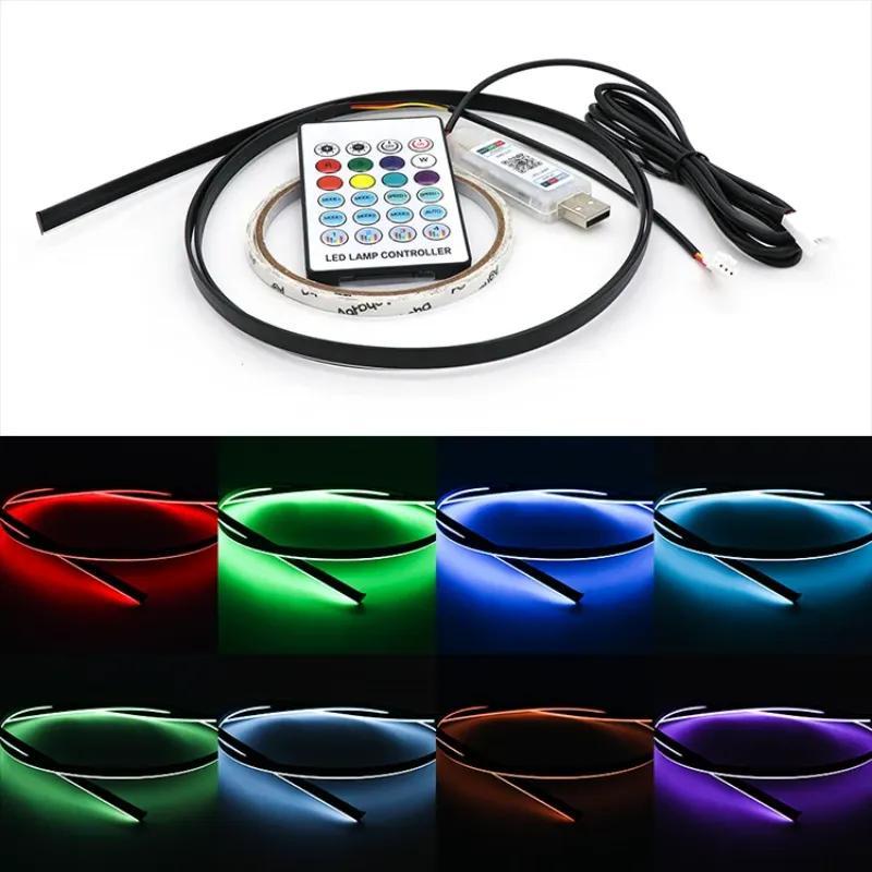 Universal Car Ambient Light, LED Interior RGB Atmosphere Light Strip with Remote Control, Car Interior Decorative Light For Tesla Model 3 Y S X 3