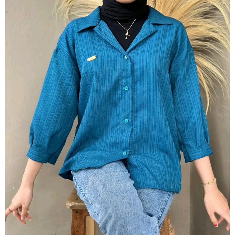 Inara shirt - Kemeja Kancing Korean style Basic Ledy Crush Wanita Oversize 3