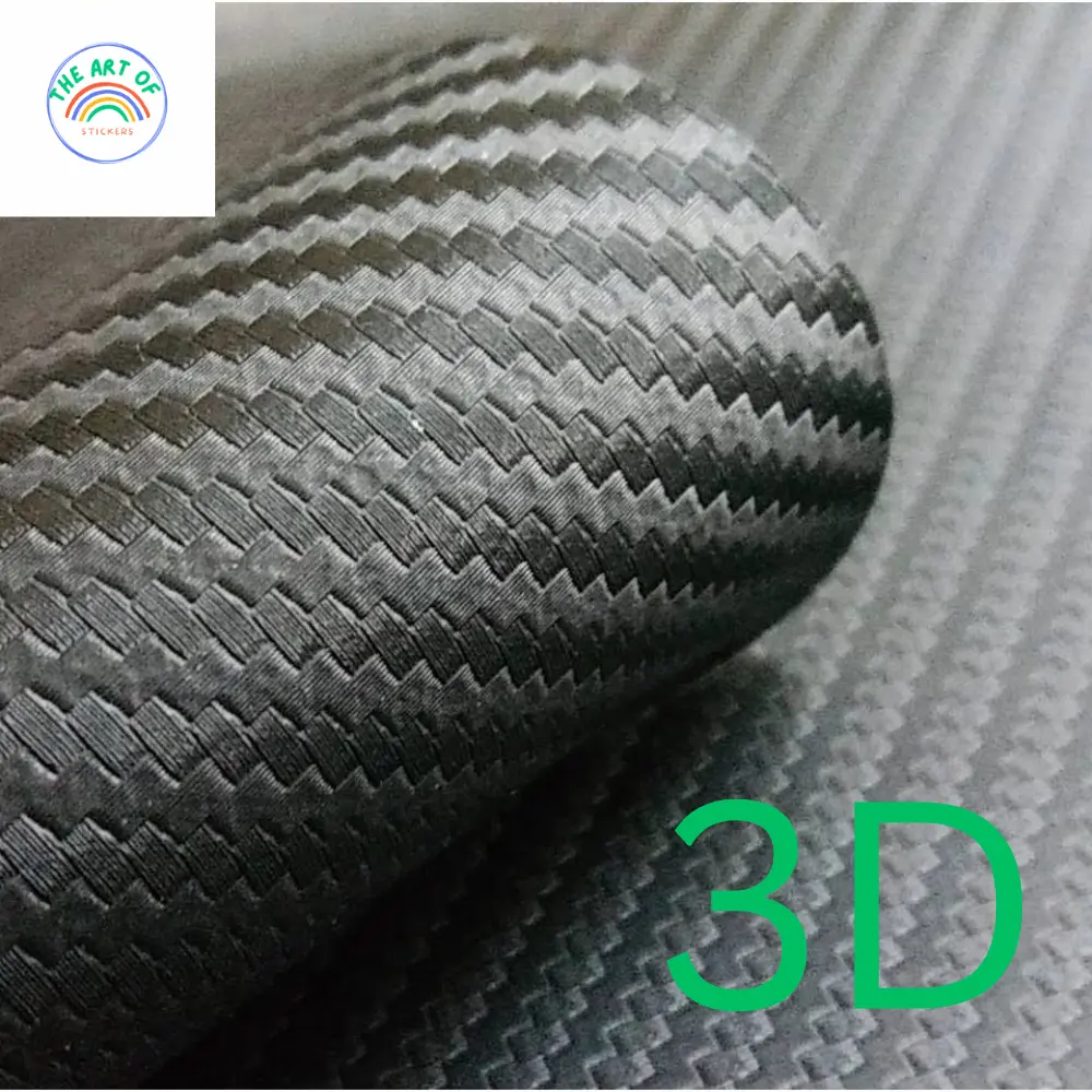 สติ๊กเกอร์คาร์บอน เคฟล่า 3D สีดำ ที่ดีที่สุด เคฟล่าแท้ คุณภาพสูง ขนาดตัดแบ่ง 10 ซม, 20ซม และ 30ซม
