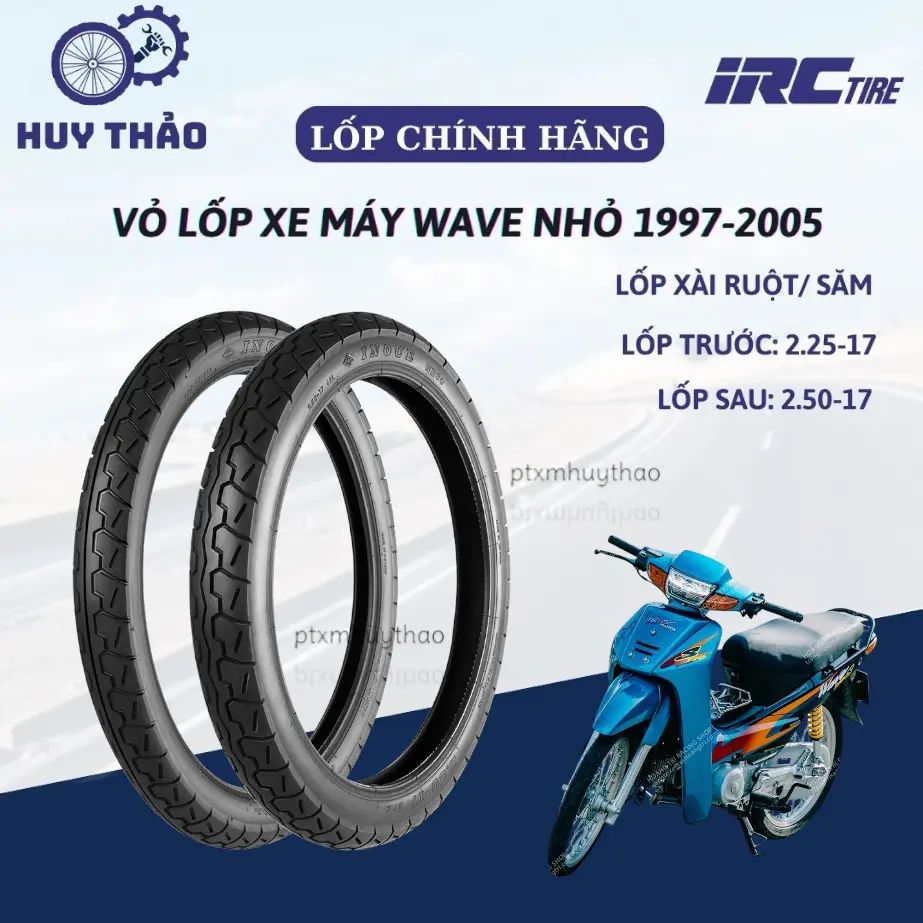 [Chính hãng] Vỏ lốp xe máy Wave nhỏ (1997-2005) IRC INOUE 225 17 + 250 17  Độ Bền Cao,Chịu Tải Tốt, vỏ xài ruột Phụ Kiện Phụ Tùng
