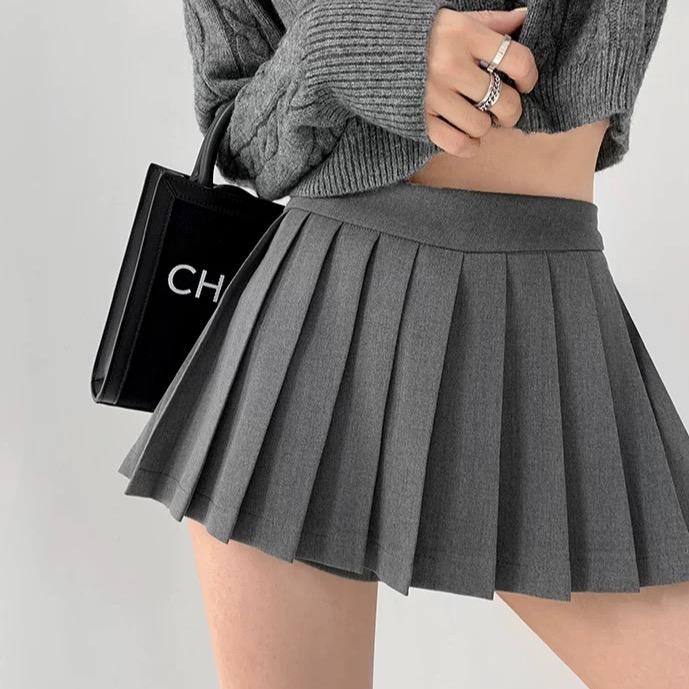 Chân váy xếp li dáng ngắn chữ A vạt phía sau, lưng cao cho nữ DoA Shop Hàng QCCC Women Voan có thể giặt máy hàn quốc thông thường đễ thương khóa kéo thanh lịch chân  váy