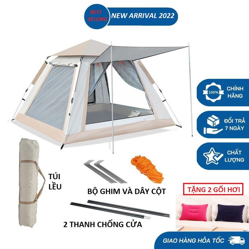 Lều Cắm Trại Dã Ngoại Tự Bung 4 Cửa Cỡ Lớn 4-6 Người Chống Nước UV Vải 200T Nylon Oxford 210D Kích Thước 215x215x142cm & 240x240x142cm Tự Động Bật Thông Minh Chất Lượng Cao 