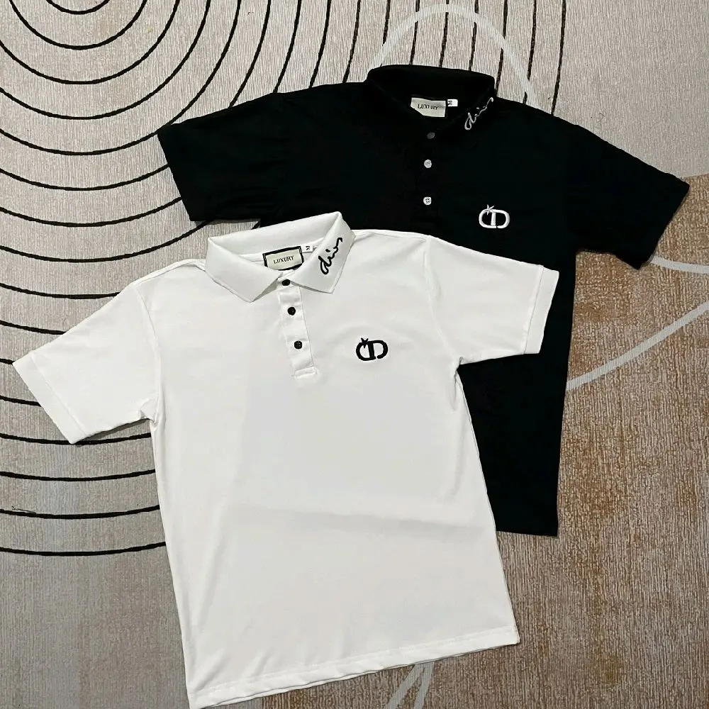 Áo thun nam polo thêu CD cực nét với chất vải cotton dệt gai mềm mịn thoải mái thời trang trẻ trung năng động