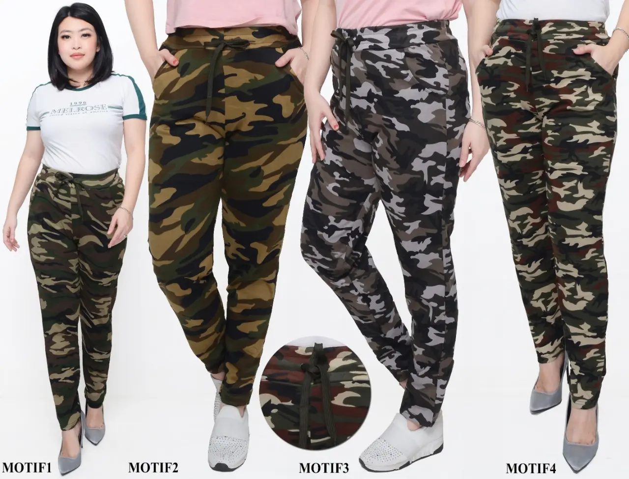 Celana Senam Jumbo Army Berkantong / Celana Senam Jumbo size Wanita Motif Army / Senam Aerobic Gym Wanita Sport Outdoor