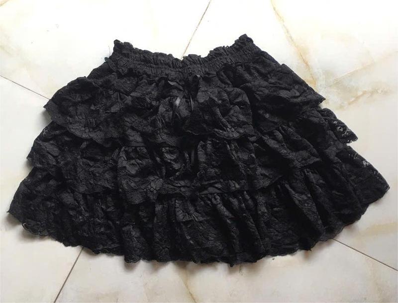 Chân Váy Ren Dáng Xòe Lưng Cao Xếp Tầng Thời Trang Mới Cho Nữ kèm ảnh thật Women Kem 3