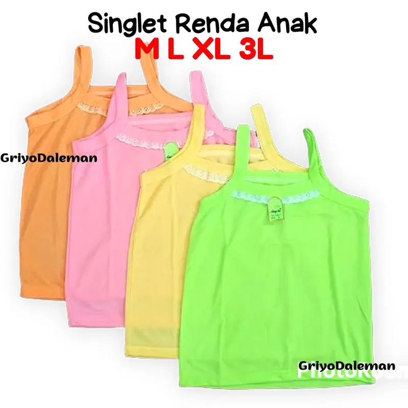 12 PCS SINGLET KAOS DALAM ANAK PEREMPUAN ELIT WARNA 7