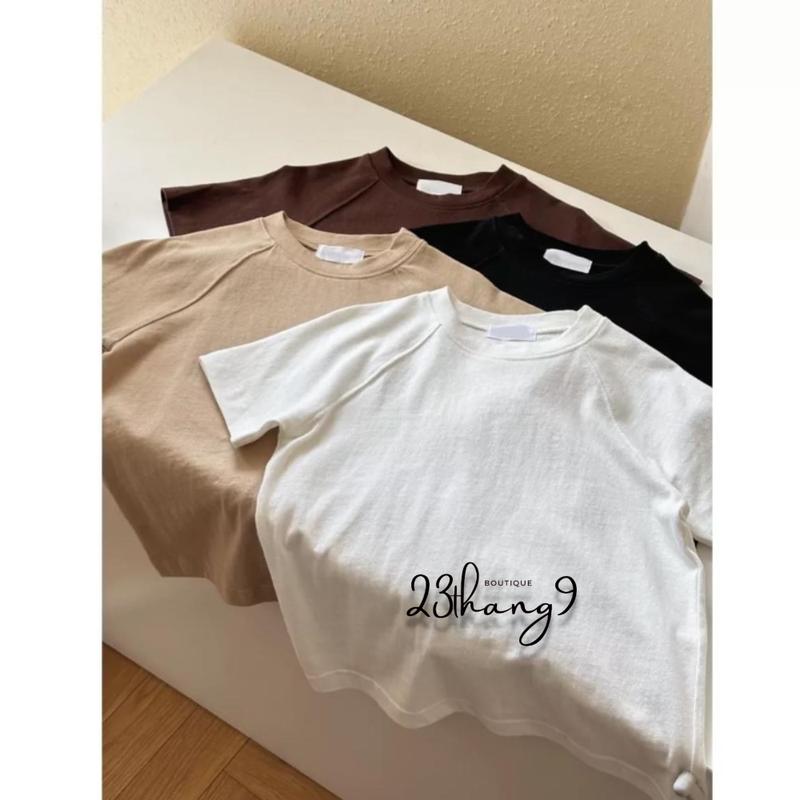 Product Introduction of Áo thun nữ , áo thun dáng ôm trơn basic cộc tay cổ tròn dáng ôm nhiều màu đơn giản vải cotton dày dặn 23thang9 22