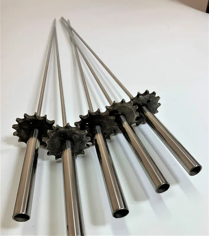 Xiên inox nướng thịt có bánh răng cho lò quay 4