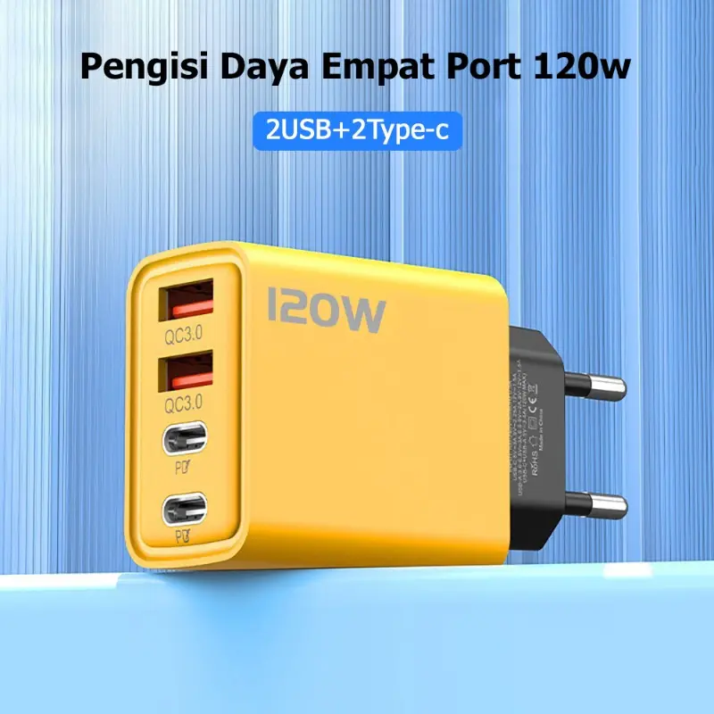 120W Multi Port USB Type C Charger 4 Port PD Fast Charging USB Phone Charger Adapter For iPhone/Samsung Quick Charge