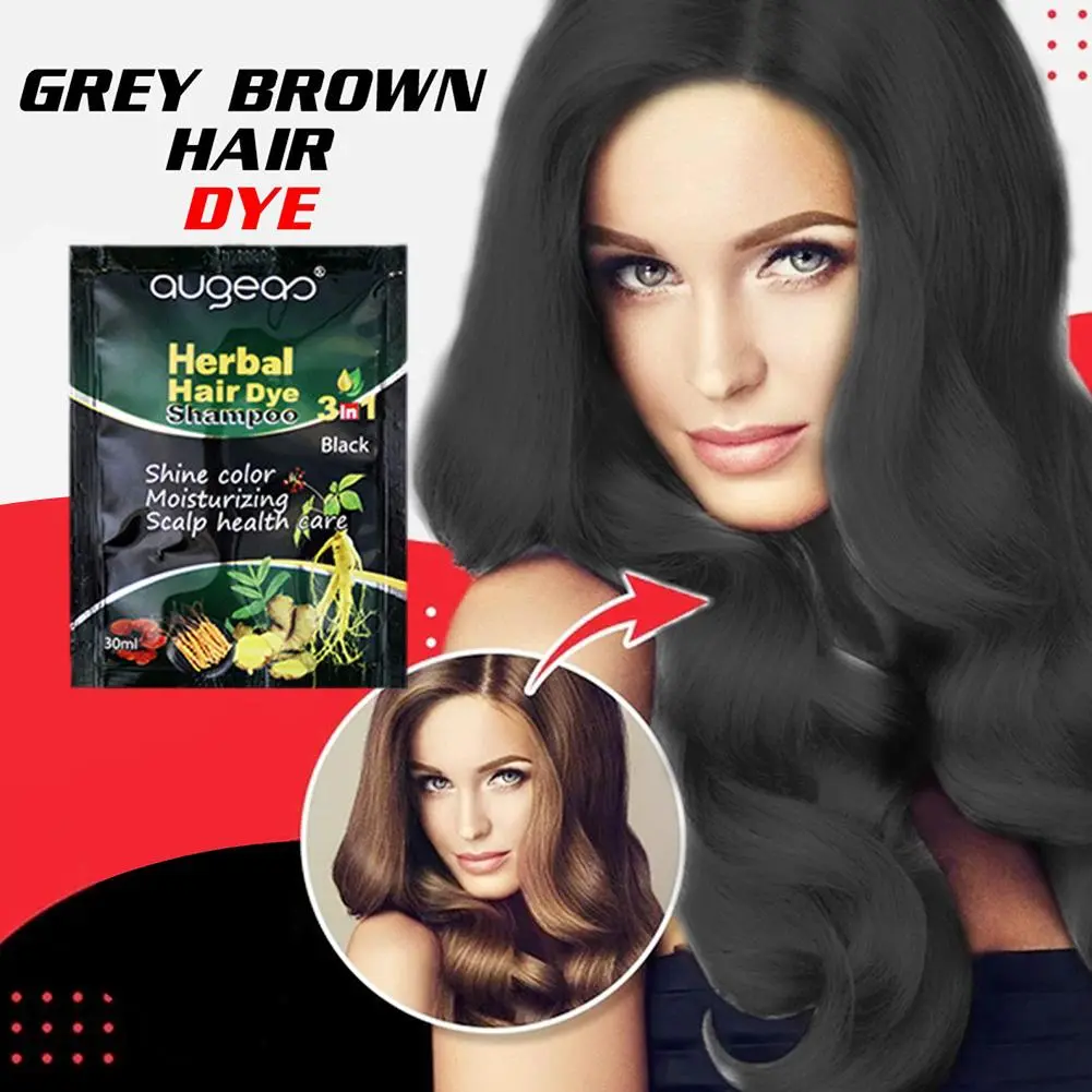 Pewarna Rambut Herbal 30ml sampo berkilau warna melembabkan kepala kulit Wanita Gadis Untuk Q7X2