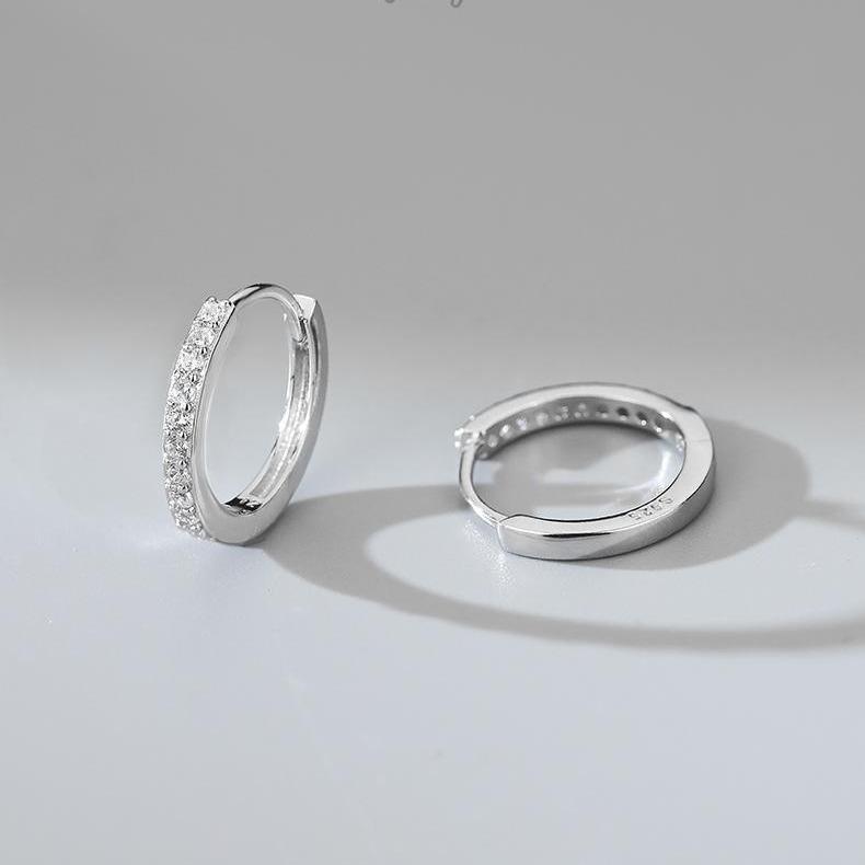 Khuyên tai nam bạc 925 tròn trơn đính đá nhiều size cá tính màu bạc (1 chiếc) | GEMY SILVER KN82 KN96