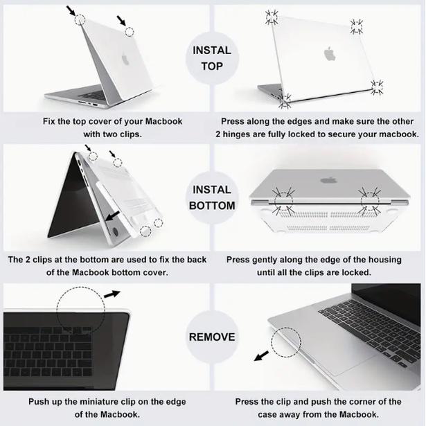 Case MacBook Glitter Transparan Premium Compatible For Air M1 M2 M3 Pro 13 14 Inch 2016-2024 6