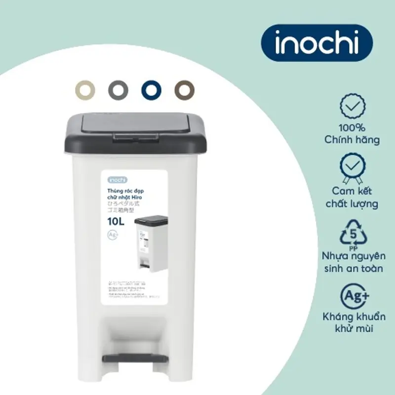 Thùng rác đạp chữ nhật Inochi - Hiro 10L, 15L, 20L, 30L nhiều sự lựa chọn 1