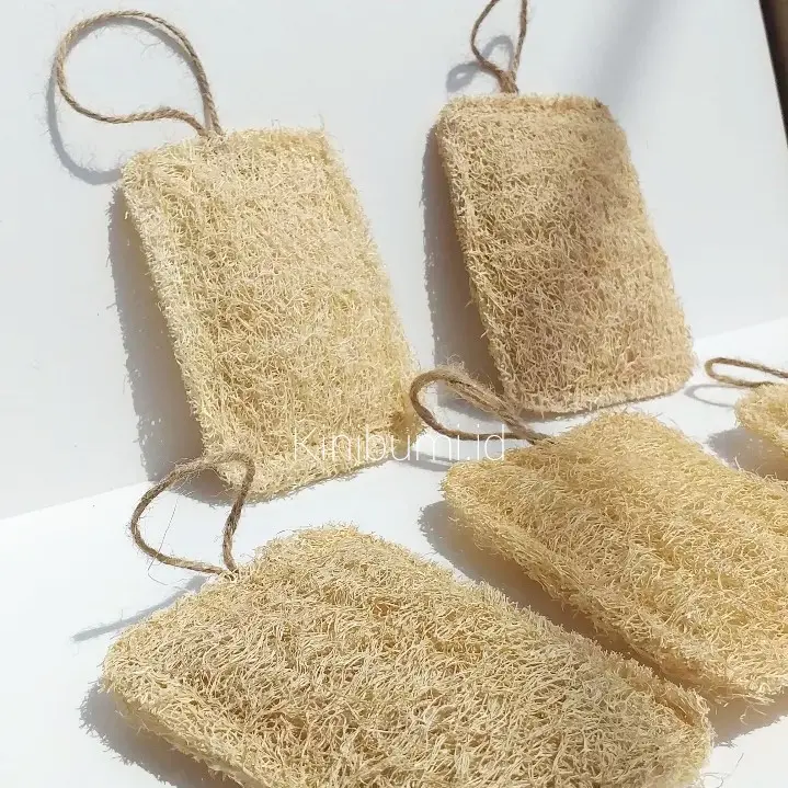 Loofah Pad Kotak Blustru - Exfoliating Body Scrubber Spons Mandi Penggosok Badan Cuci Piring Kinibumi 2