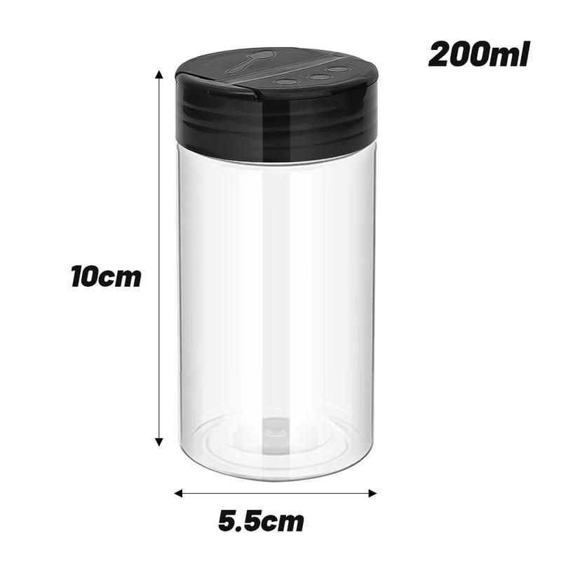 Product Introduction of 1-5Pcs Spice Jars With Shaker Lids Plastic Clear Seasoning Bottle For Herbs Powders Salt Pepper BBQ Condiment Box Kitchen Tools 17