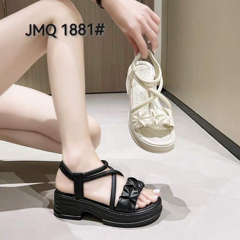 Dép sandan quai hậu da dây chéo đế độn 4-5cm đi học đi chơi Nữ DéP Sandal GiàY Shoes Nhung s and vải dépcao depnuhottrend 2023 Women