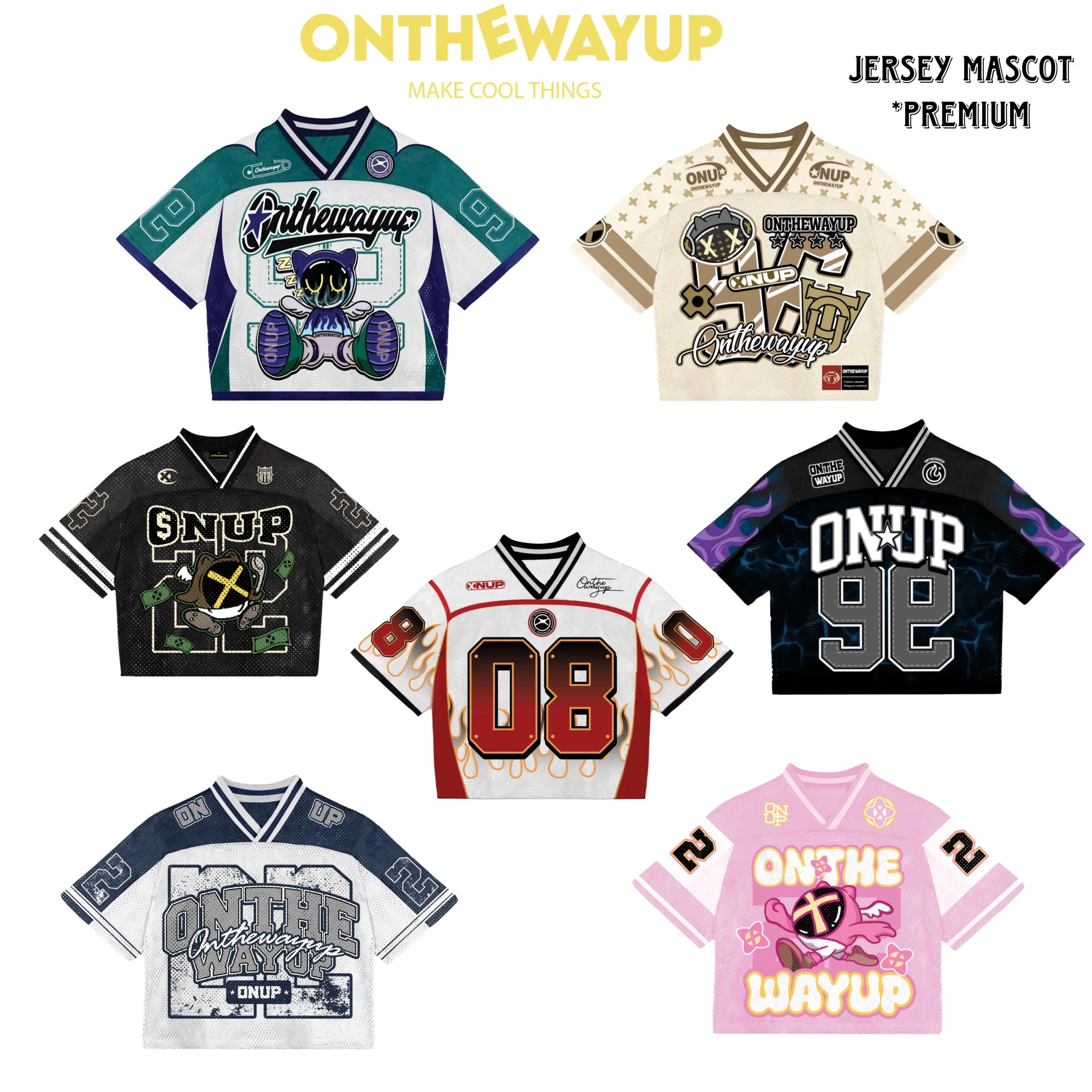 Hình Nhãn Jersey Mascot, ONTHEWAYUP, Tay Áo Rộng Và Tay Áo Ngắn, Dành Cho Nam Và Nữ, Unisex, Áo Thể Thao, Màu Đen, Có Sẵn