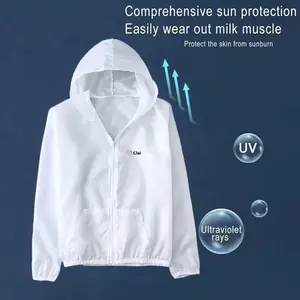 LBXSTORE Clai Jaket Hoodie Ultralight Summer Transparan Ultra Ringan Anti UV SUN Protection Jacket Tahan Angin Pria Wanita Anak Cewe Sejuk Quick Dry Jaket Parasut Sepeda Motor Lari Jogging Outdoor olahraga Hiking Musim Panas UPF 50+