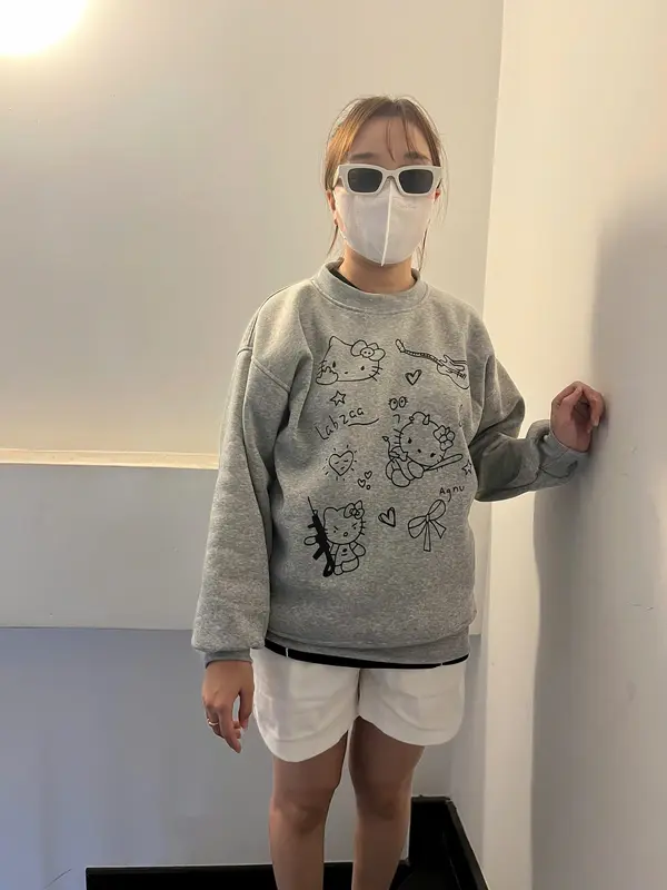 Áo Nỉ nam nữ Xám form rộng đẹp ,ao sweater Hello Kitty in hình cute mùa đông local brand 1