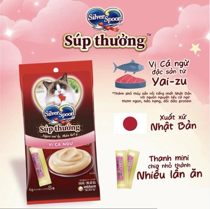 [48g] Súp thưởng Silver Spoon cho mèo nhập khẩu trực tiếp từ Nhật Bản (Túi 8 gói*6g) 5